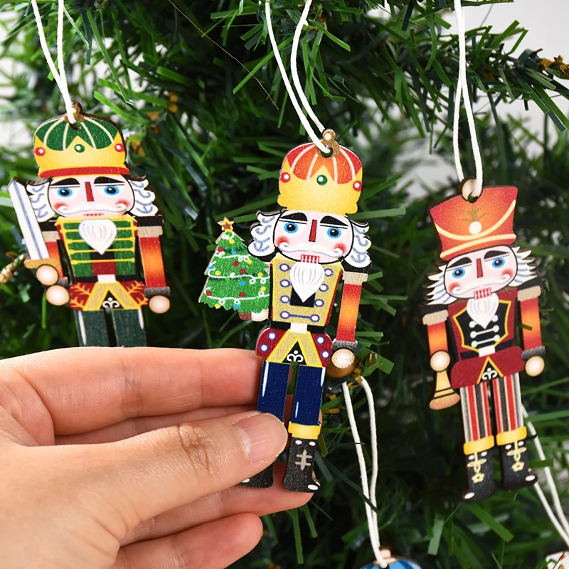 

9Pcs Christmas Wooden Ornaments Nutcracker Soldier Xmas Tree Hanging Pendant 2024 Christmas Home Decorations New Year 2025 Gifts