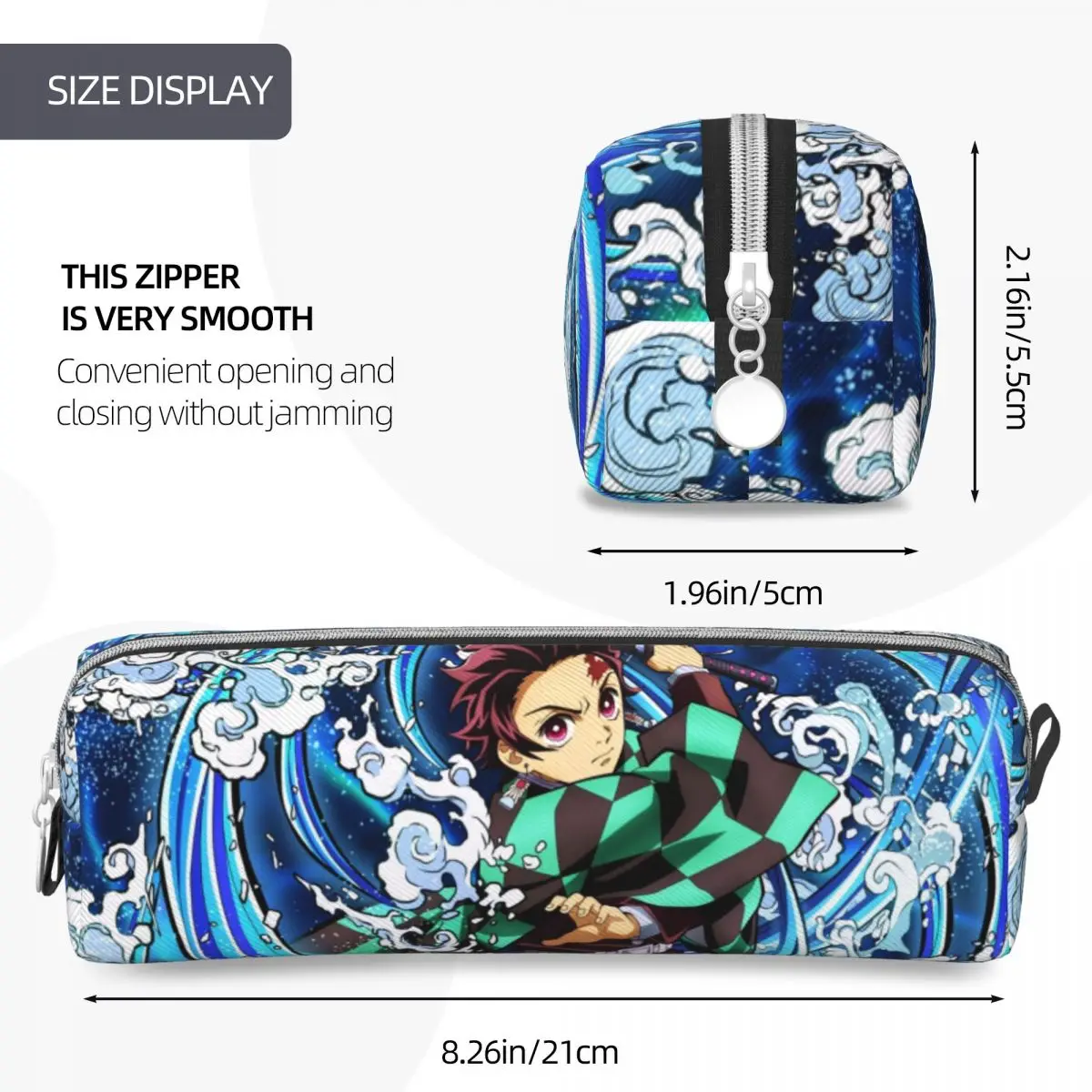 Imagem -04 - Demon Slayer Kimetsu no Yaiba Lápis Cases Lápis Tanjiro Pen Holder para Meninas e Meninos Escola Zipper Papelaria Bolsa para Estudantes