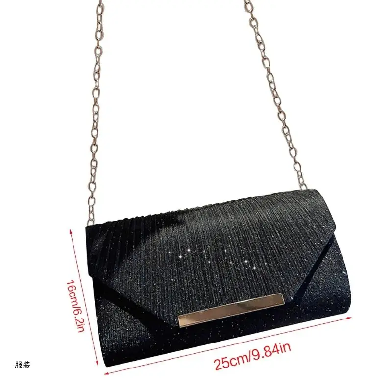 D0UD Women Shoulder Bag Formal Evening Bag Lady Elegant Wedding Clutches Female Cocktail Prom Handbag with Detachable Chain