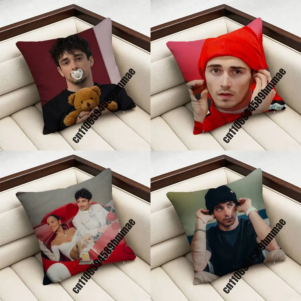 

For C-Charles Leclerc Throw Pillow Case Sham 45x45cm 40x40cm Square Car Pillowcase Pad Cushion Cover