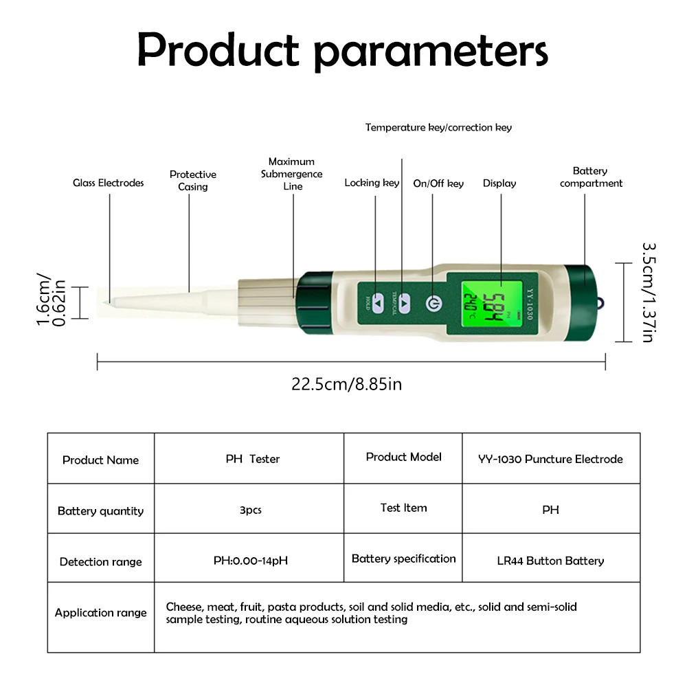 YY-1030 miernik PH żywności termometr PH przyrząd pomiarowy do żywności ser mleko gleba woda akwariowa Tester jakości
