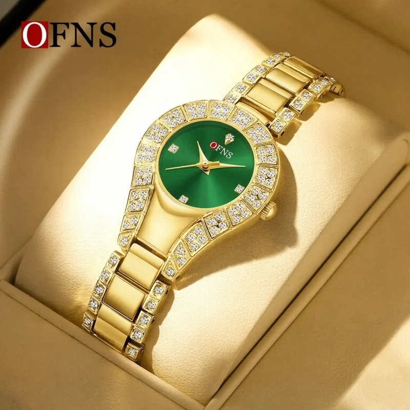 Luxury Women's Diamond Watch Premium Fashion Waterproof Unique Design Quartz Wristwatch Alloy Strap Exquisite Gift Box Packaging