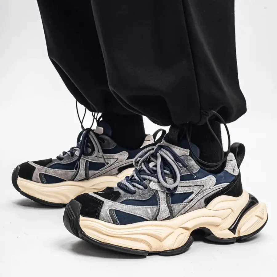 

Мужские ретро-кроссовки на массивной платформе — низкие кеды на шнуровке с амортизацией, подходят для повседневной носки, спортзала и активного отдыха