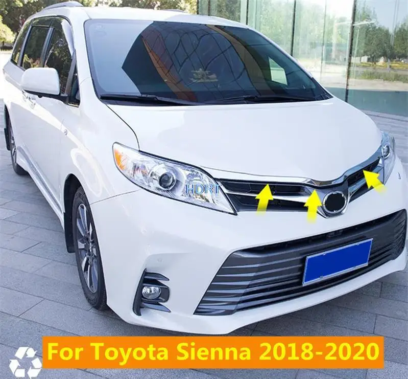 

For Toyota Sienna 2018-2020 Front Hood Bonnet Grill moulding 1pc Grille Bumper Lip Mesh Trims Strips Cover Molding Car Styling