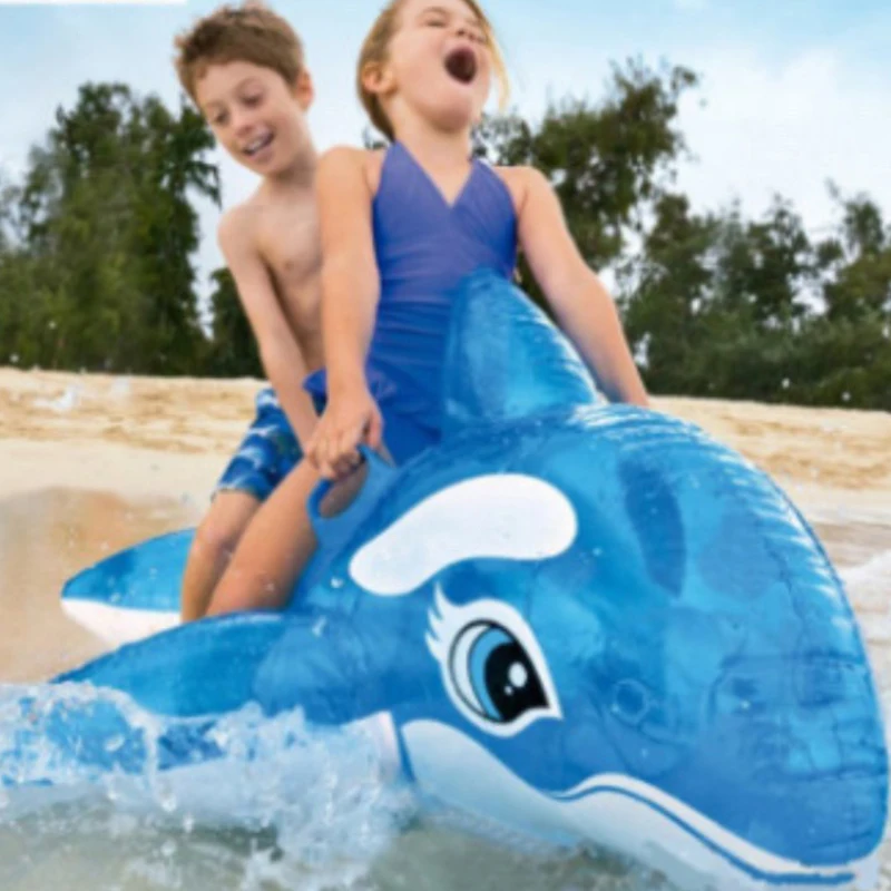 Water Blue Whale Dolphin Mount Large inflatable swimming circle toy water riding horse Little Whale Rider