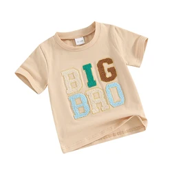 Infant Baby Big Bro Lil Bro Matching Outfit Big Brother Little Brother Sweatshirt Chenille Crewneck Embroidery Romper Toddler