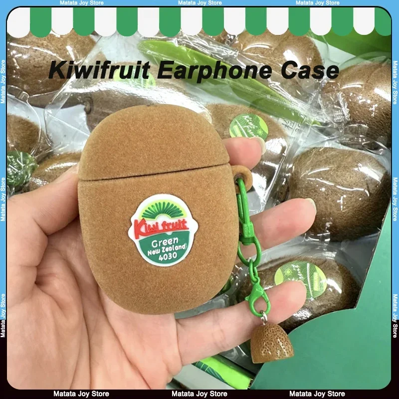 Kiwifruit Earphone Case For Samsung Buds3 Pro Creative Simulation Earbuds Cover Protective Case Flocking Soft Shell Silicone
