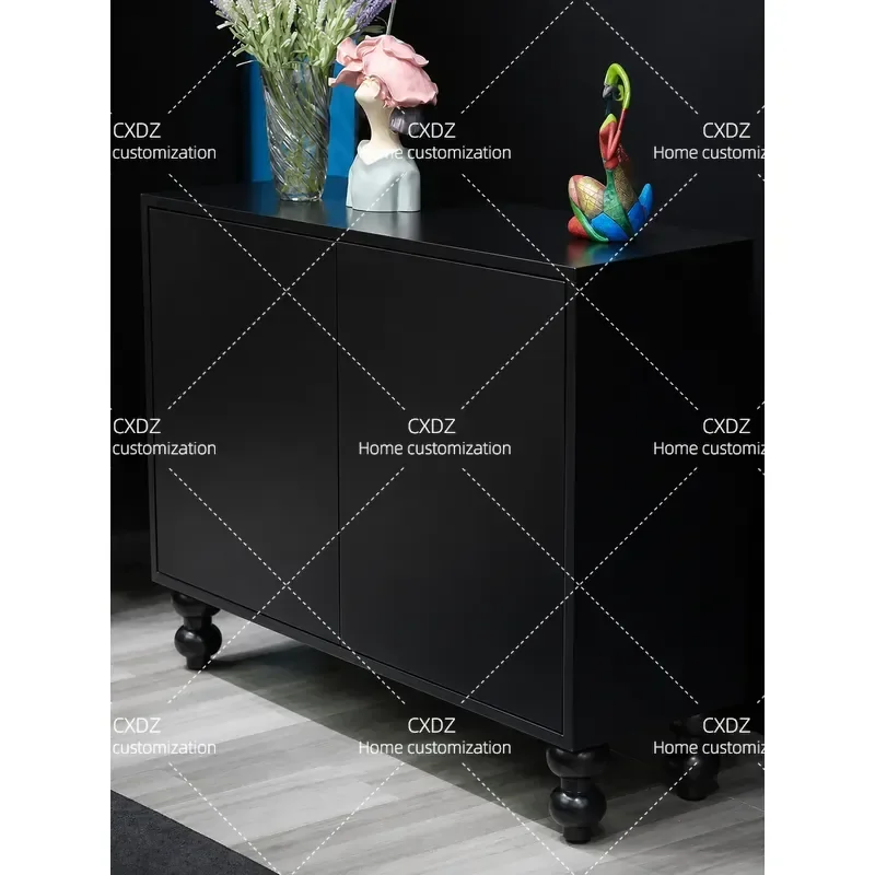 Medieval Solid Wood Entrance Cabinet Living Room Partition Screen Dining Sideboard Entryway Storage Console Table for Home