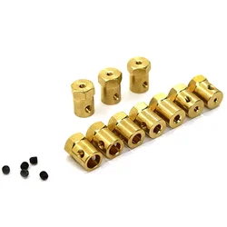 5Pcs/lot Hex Coupling 3mm 4mm 5mm 6mm 7mm 8mm Motor Flexible Coupling Tyre Wheel Brass Hex Coupler Set&wrench