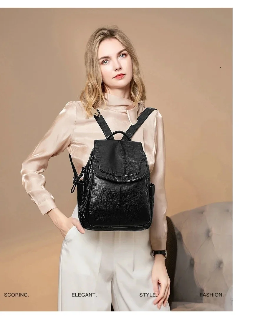 2026 Vintage-Rucksack aus gewaschenem Leder für Teenager-Mädchen, kleine Schultasche, lässiger Tagesrucksack, geräumiger, kompakter Reiserucksack – Detail 5
