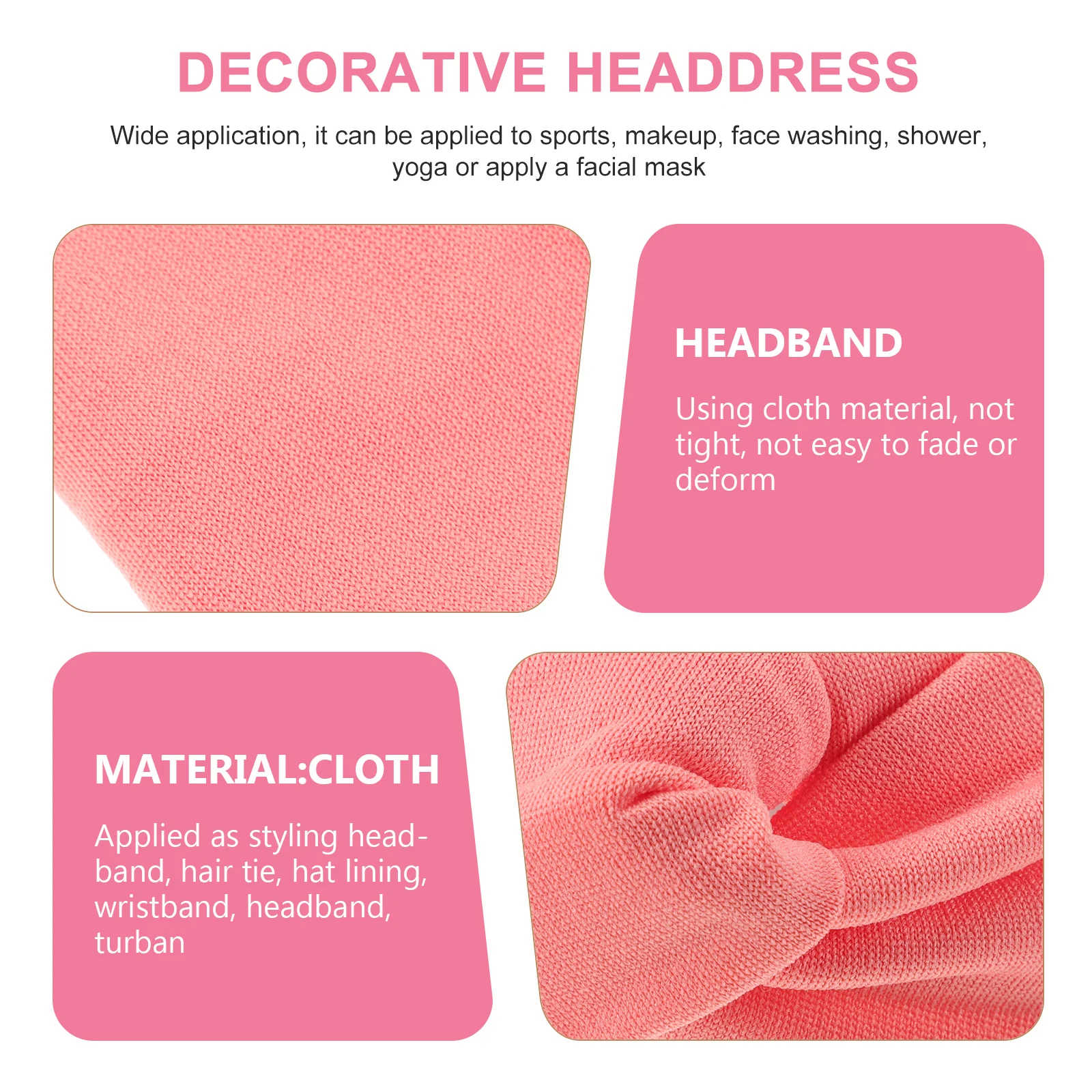 

Plain Color Headscarf Cross Pull Knotted Yoga Headb Women Pink Sweatb Elastic Sports Outdoor Decorative