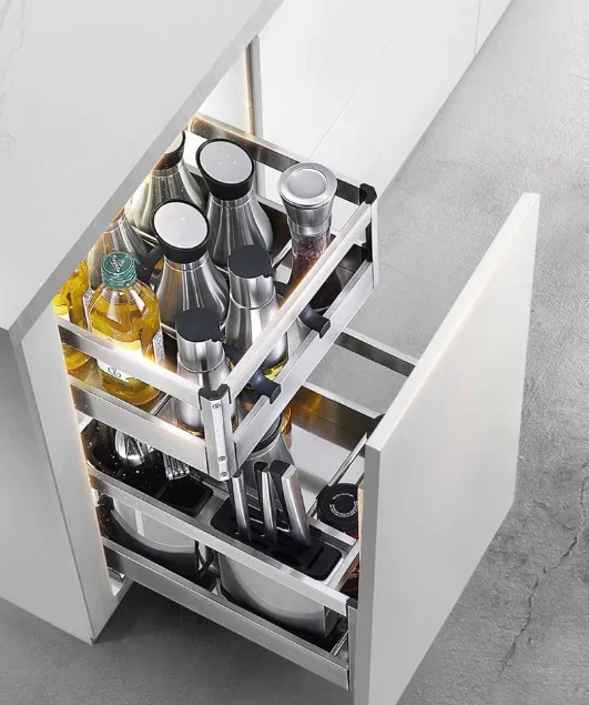 Kitchen Smart Pull Out Sliding Basket Spice Smooth Guide   Cabinet Drawer 