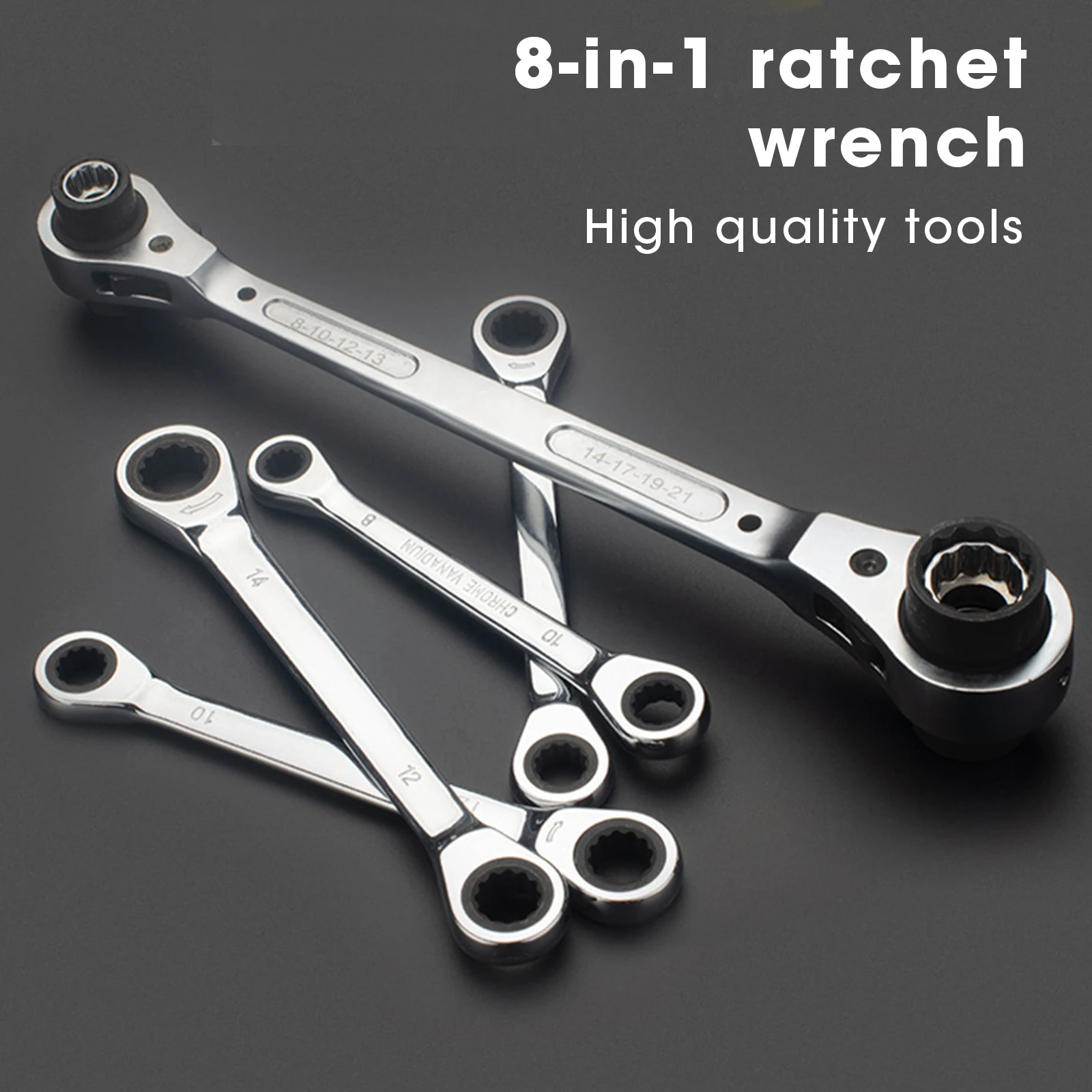 8-in-1 ratchet socket wrench Two-way automatic 8-in-1 dog bone auto repair tool gear wrench