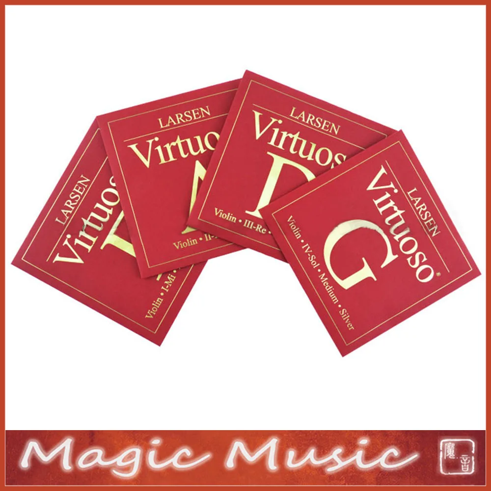 Larsen Virtuoso Violin String Set, Size 4/4, Made in Denmark, Full Size, Ball End