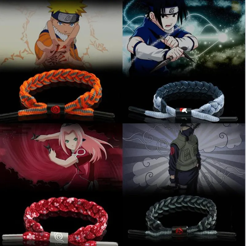 

Anime Naruto Bracelet Rope Weave Chain Kakashi Itachi Cosplay Costumes Accessories Naruto Bracelet Reflective Anime Couple Gift