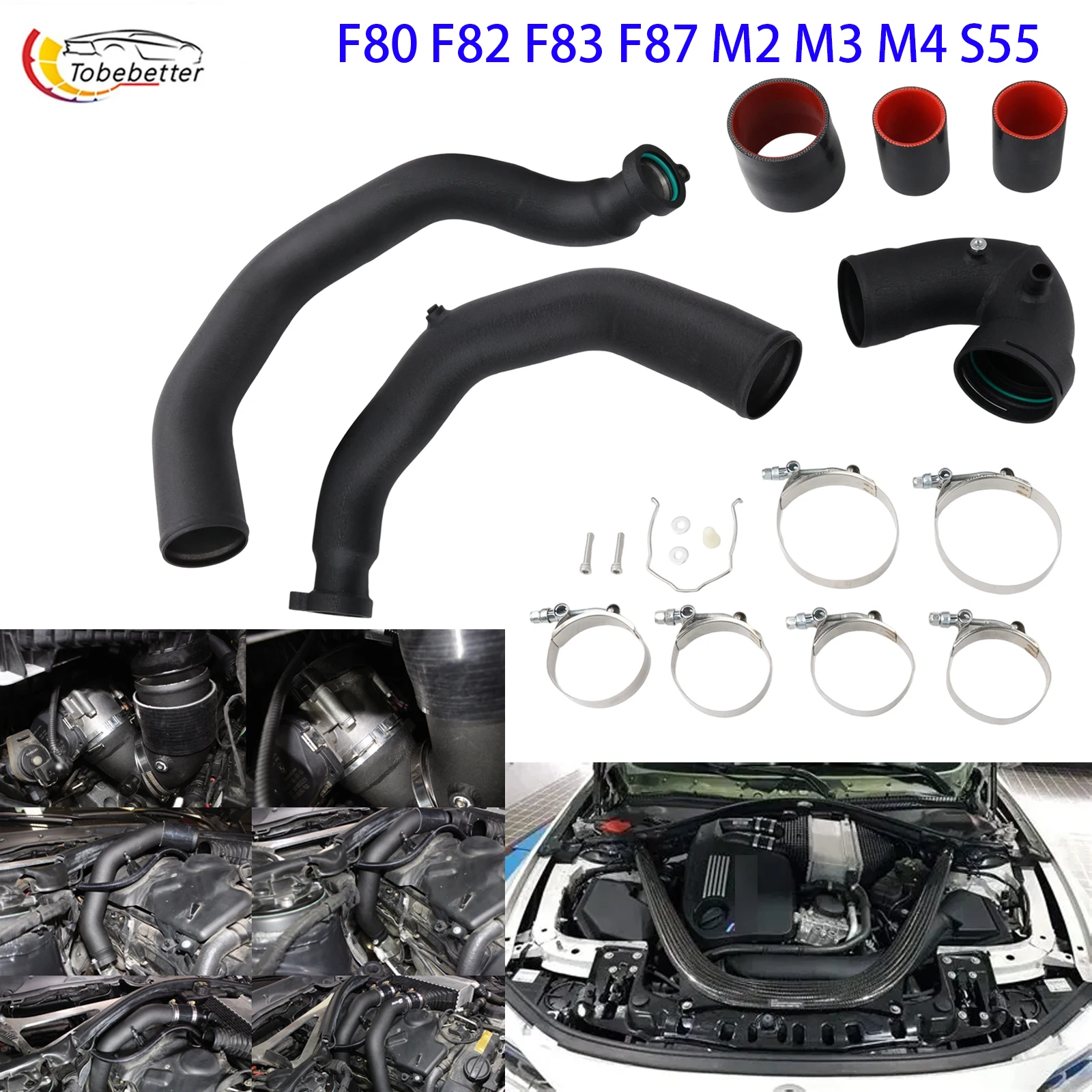 performance Aluminum ChargePipe Cold Side J Pipe Upgrade Kit for 2015 -2019 BMW M3, M4 & M2 Competition F80 F82 f83 F87 S55