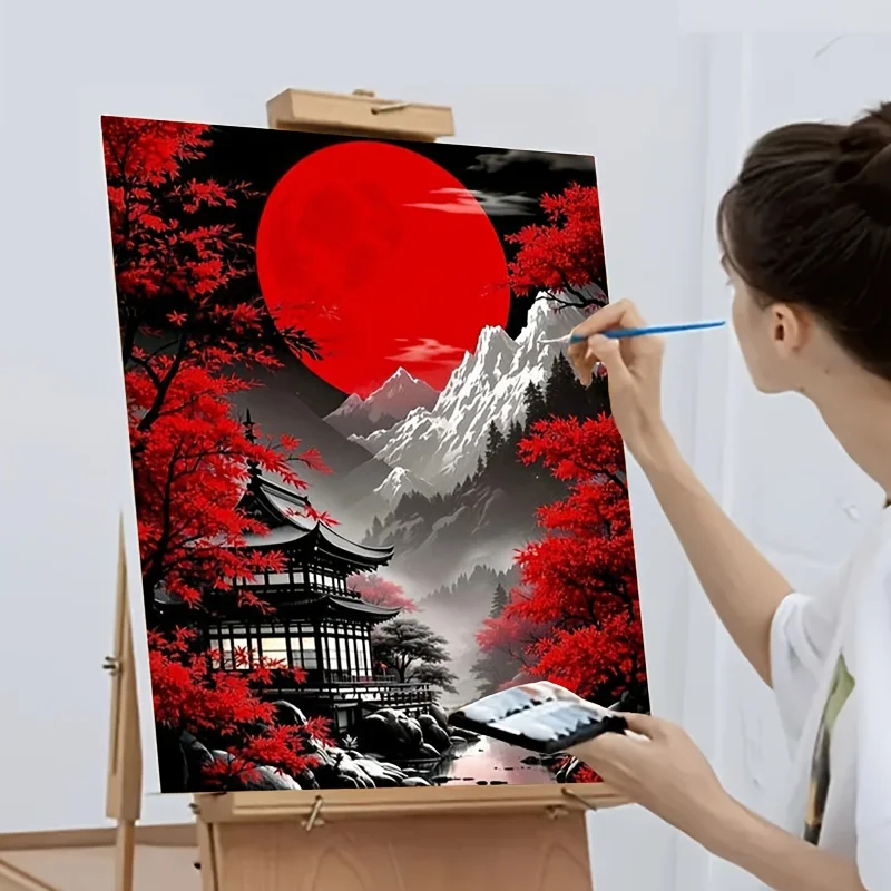 A Adult Paint-By-Numbers Kit for Professional Art Use, Featuring an Easy-To-Learn Design Suitable for Beginners. It Includes Acr