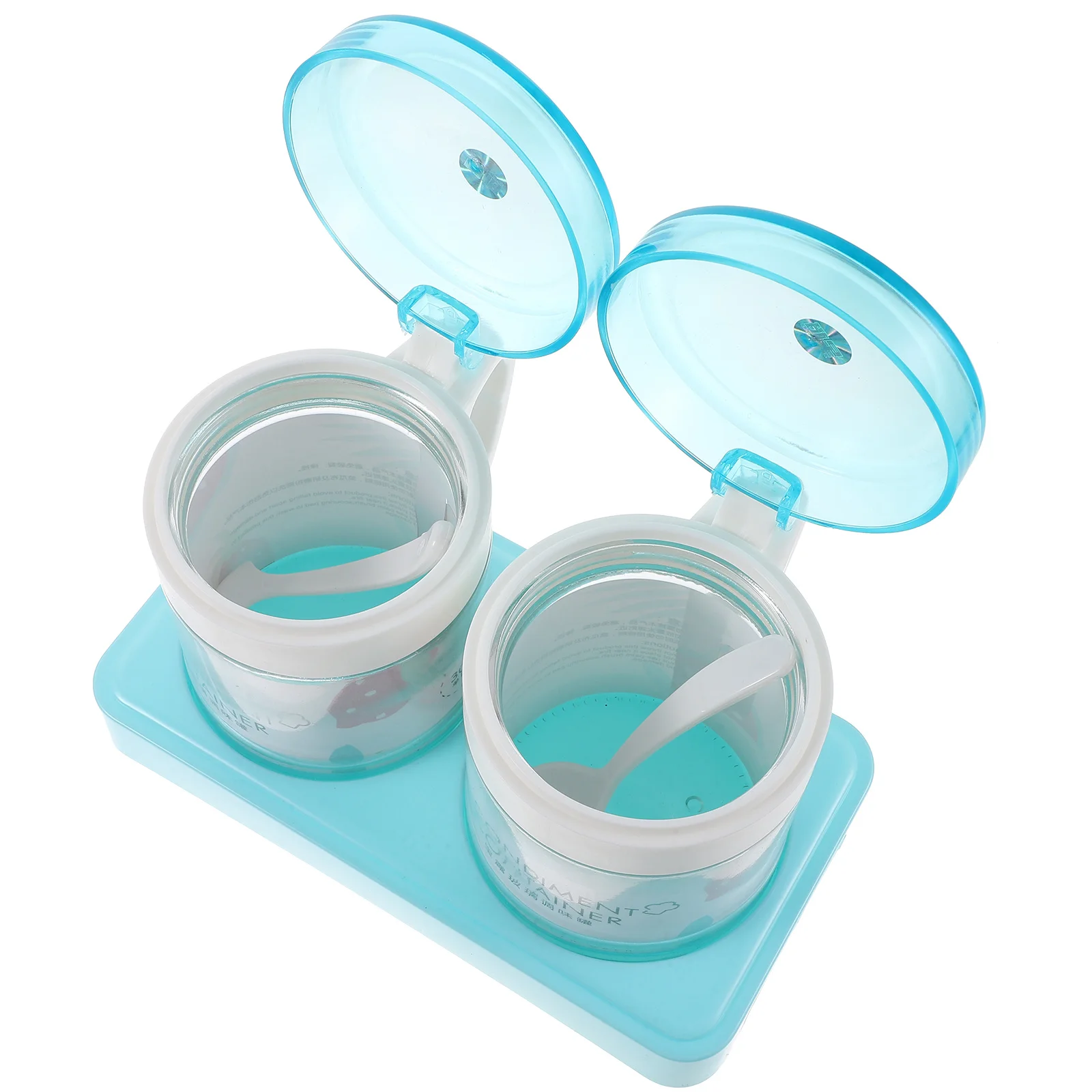 

1Set Kitchen Seasoning Box Clear Glass Condiment Jars Salt Container Lid Multi Function Spice Holder Desktop Organizer