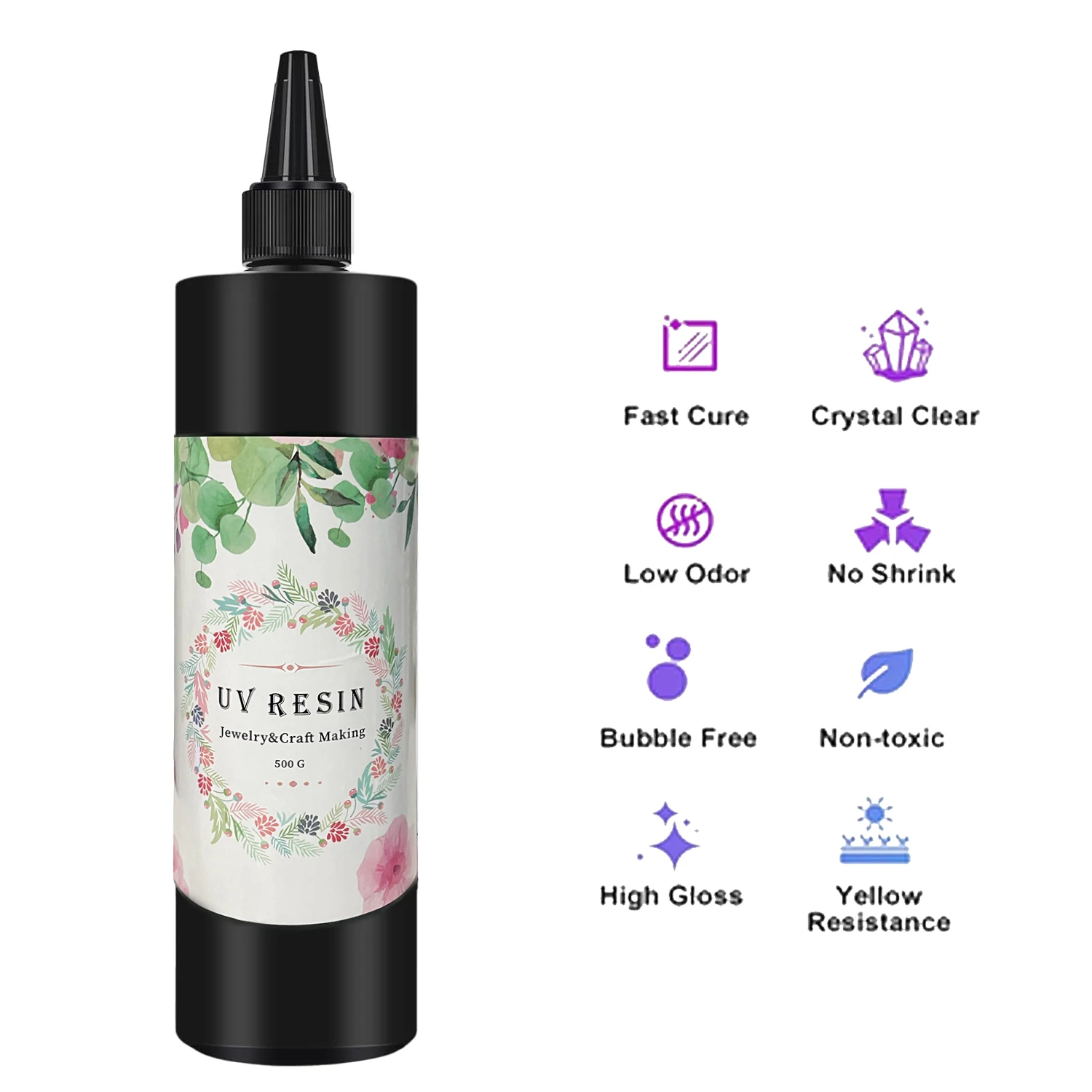 500g Crystal Clear Solar Activated UV Resin for Jewelry Making Colorless Transparent Ultraviolet Liquid UV Curing Use Craft DIY