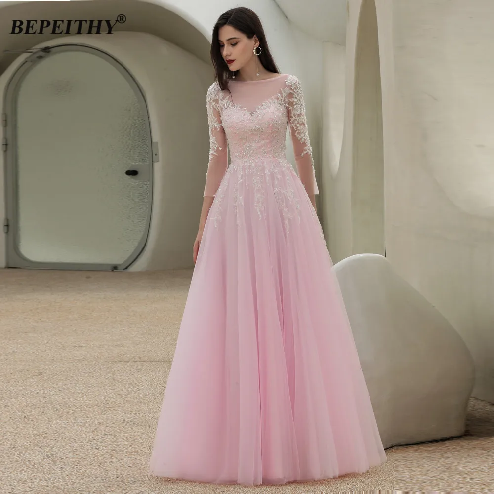 BEPEITHY – robe longue rose en dentelle blanche pour femmes, ligne a, longueur au sol, dos ouvert, robe de bal pour filles, nouvelle collection 2022