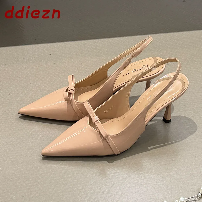 

Модные женские туфли-лодочки с острым носком, элегантные туфли-слингбэки на тонком каблуке, женские туфли для вечеринок, новые модели 2026 года