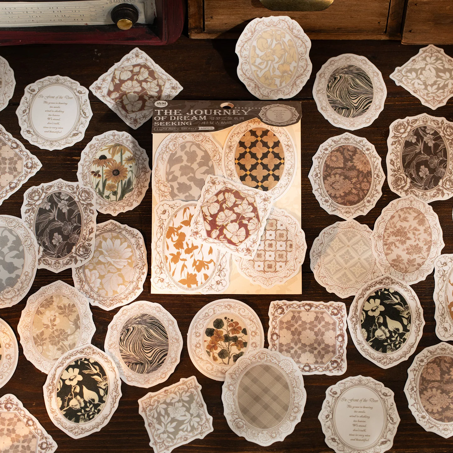 40pcs/1lot Kawaii Scrapbook Stickers Journey to Find a Dream Junk Journal Gold Planner Stationery Decorative