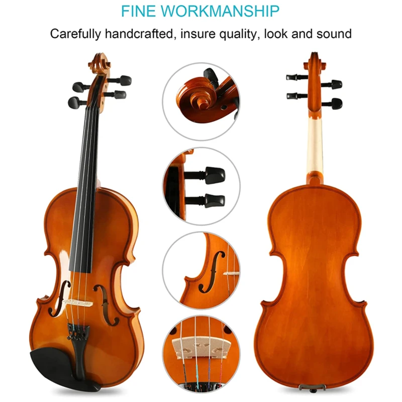 Beginner Violin - Premium 1/2, 1/4, 3/4, 4/4 Violin for Kids Adults Beginners - Ready to Play Student Kids Violin