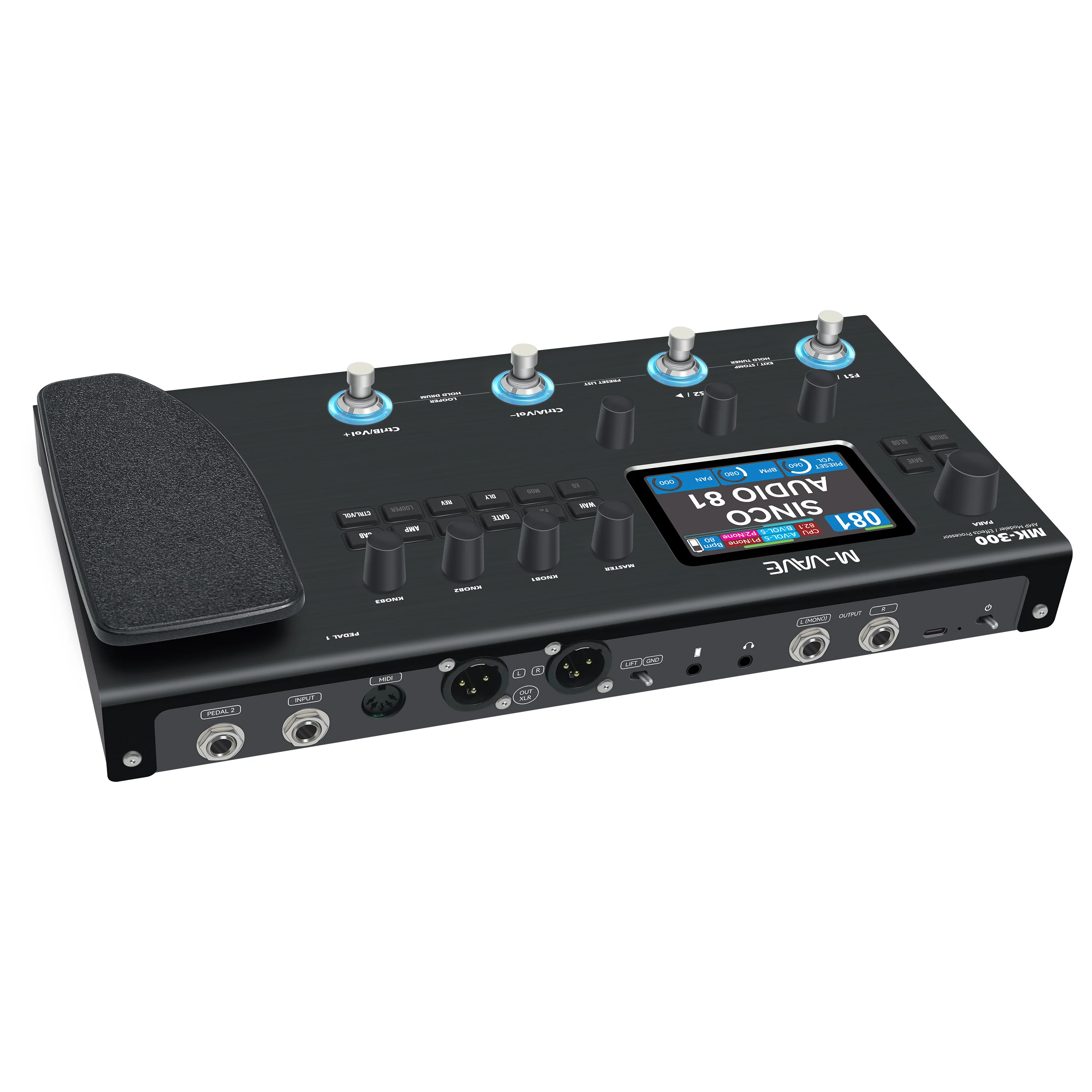 M-VAVE Black MK-300 Professional Multi-Effects Pedal - 11 Modules