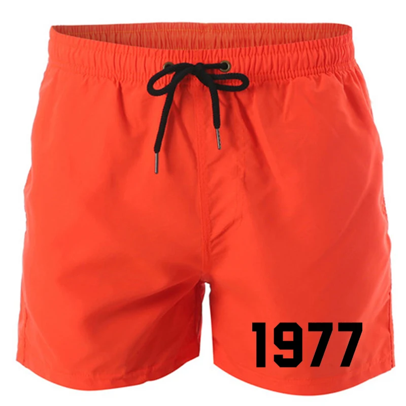 1977 Print Quick Drying Shorts Summer Men Swimwear Beach Board Shorts Briefs Man Swim Trunks Swimming Shorts Beachwear For Male