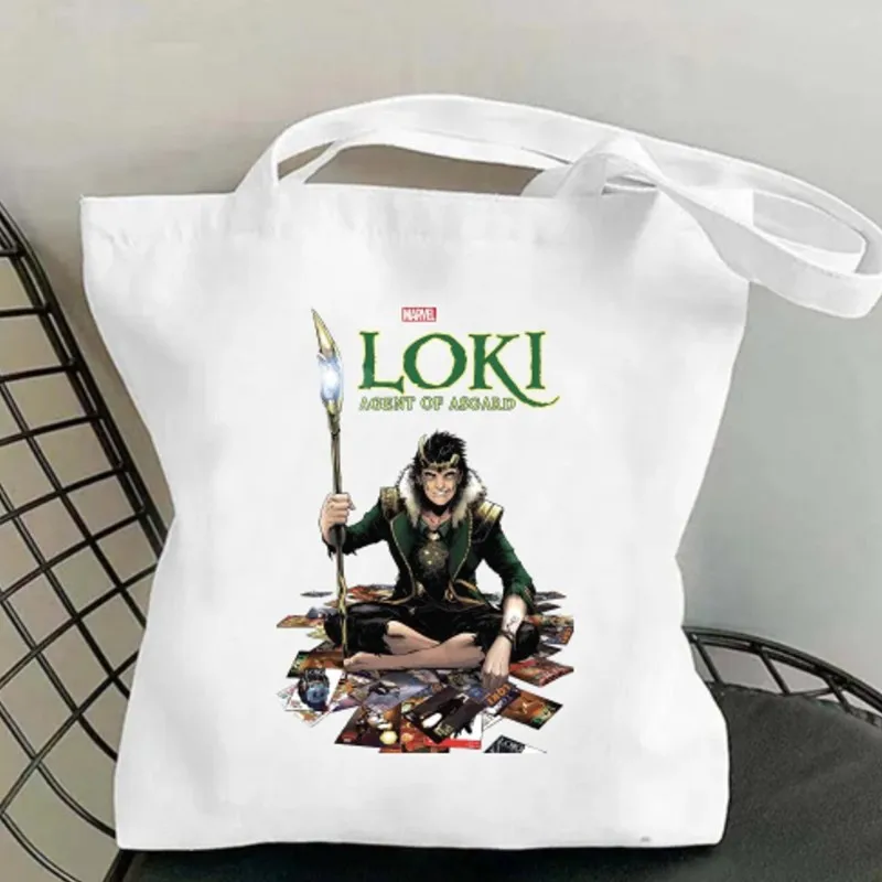 BEAST KINGDOM L-Loki Movie Women Shoulder Bags Casual Handbag Tote Bag Large Capacity Cotton Shopping Bag