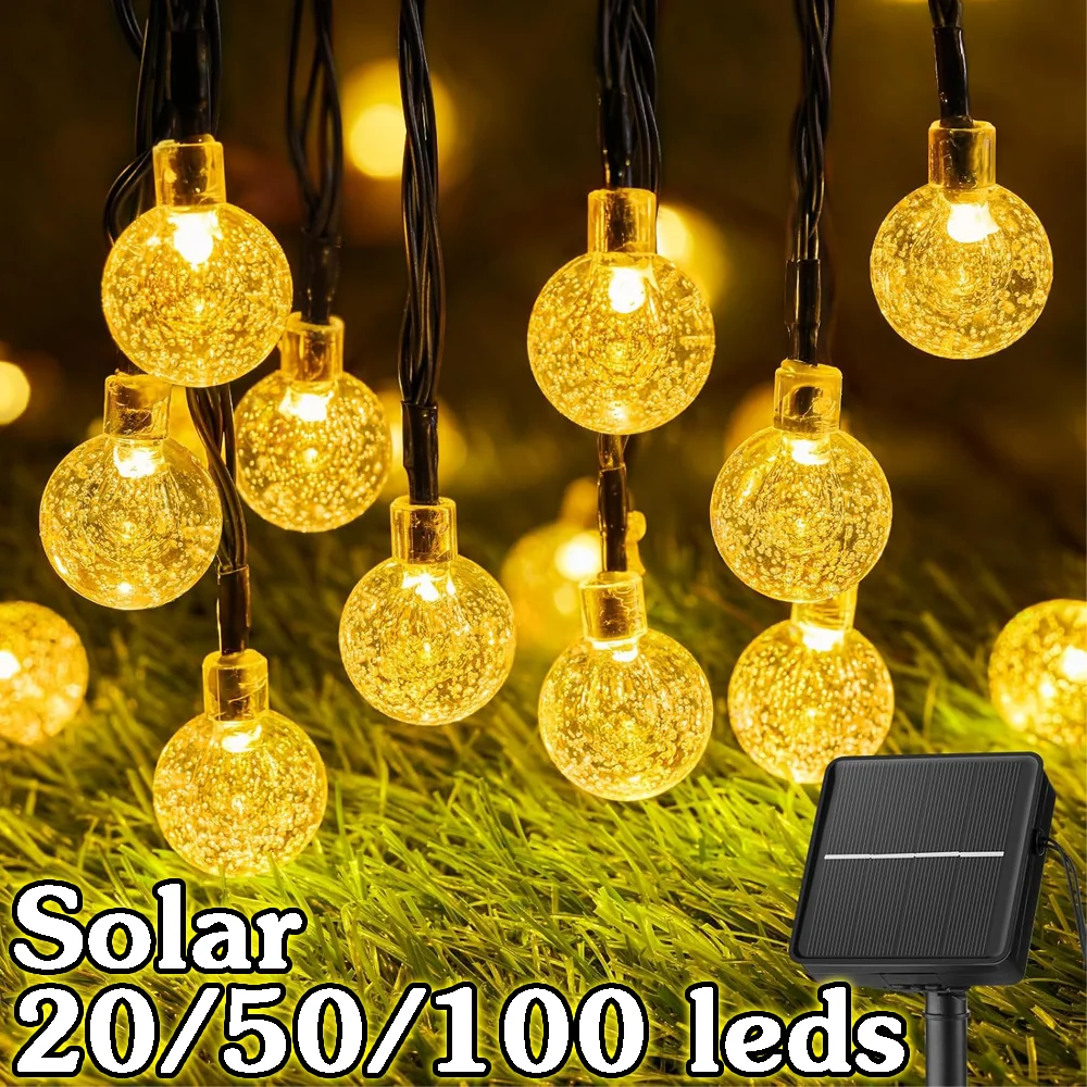 

Новый солнечный хрустальный глобус, светодиодные гирлянды, IP65, 8 режимов, светодиодный солнечный уличный светильник, сказочный свет, рождественская гирлянда для садовой вечеринки