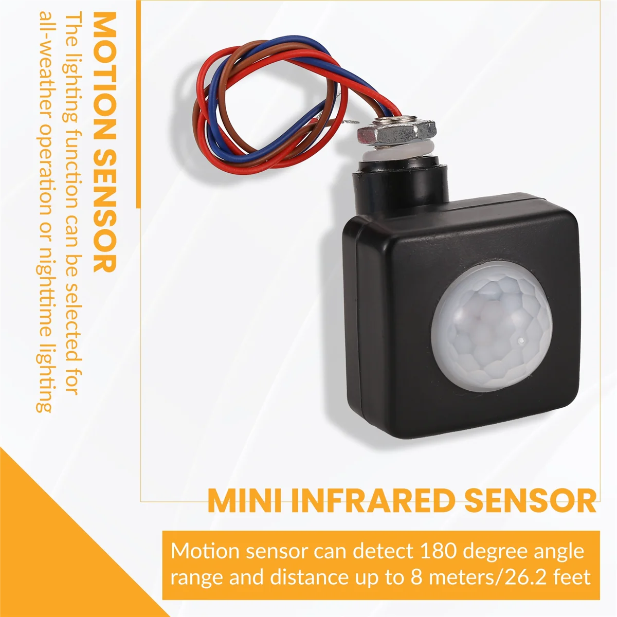 220V Mini Human Body Infrared Sensor Infrared Body Sensor Switch LED Flood Light PIR Motion Sensor Adjustable Black TQ