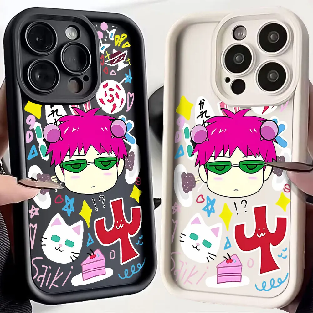 Hot Comics Saiki Kusuo Cute Kitty Boy Phone Case For Xiaomi Redmi Note 13 12s 12 11 10 9s 9 8 Pro Plus 4G 5G Soft TPU Back Cover