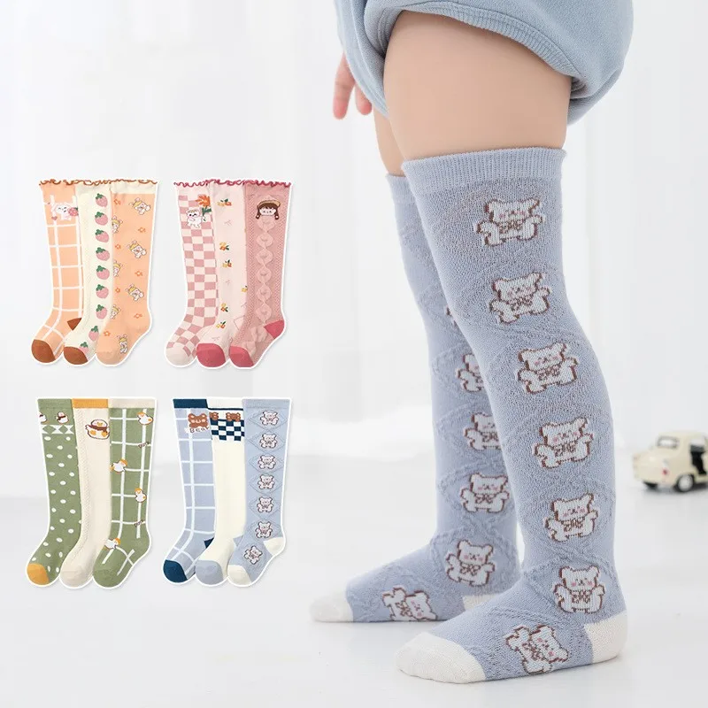 

3 Pair Unisex Lovely Cute Cartoon Bear Kids baby Socks Knee Girl Boy Baby Toddler Socks animal infant Soft Cotton Socks Leg Warm