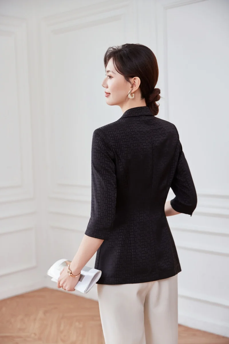 Alyssa Elegant Mid-Sleeve Suit Jacket for Professional Business Women Fashionable High-Quality Spring 2025 Clothing
