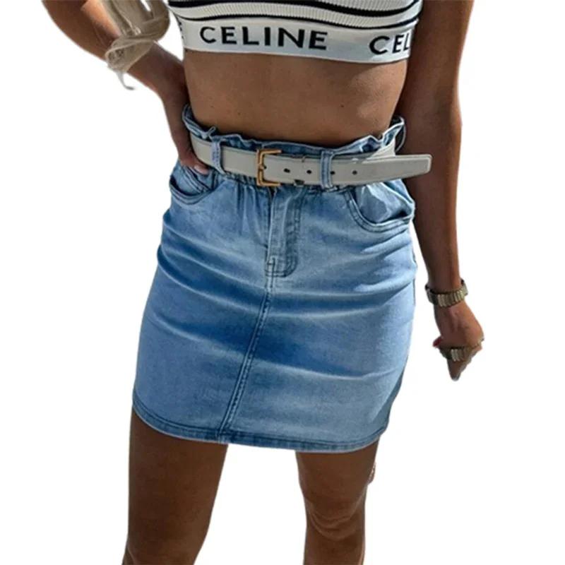 Summer Elasticated High Waist Denim Skirt Women Sexy Casual Wrap Hip Ultra Short Half-body Dress Female Comfortable Office Wear