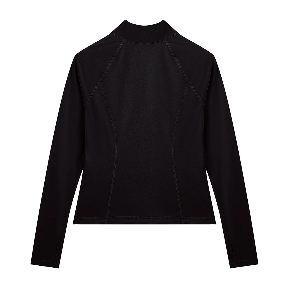Zweiteiliges Sportset für Damen, einfarbig, mit Reißverschluss, langärmelige Sportjacke und Leggings mit hoher Taille, sportliches, atmungsaktives Yoga-Set für Damen – Detail 8