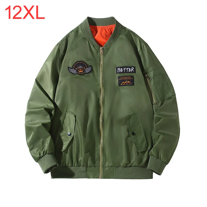 

Spring Autumn Men's Trendy Jacket Plus Size Windbreaker Casual Baseball Coat 190kg 12xl 11XL 10XL 9xl jacket bomber jacket