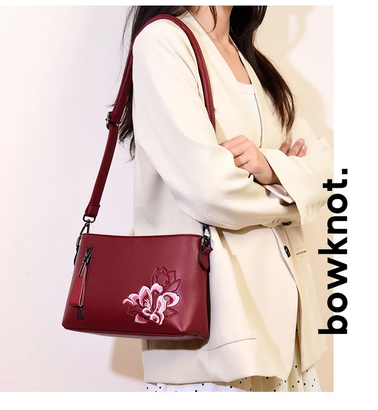 

Женская многофункциональная сумка через плечо большой вместимости в китайском стиле с цветочной вышивкой в национальном стиле