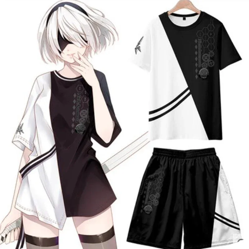 Anime NieR Automata Cosplay T Shirt Women Men YoRHa No. 2 Type B YoRHa No.9 Type S 2A 9S 2B Short Sleeve Hip Hop Tee Shirt Homme