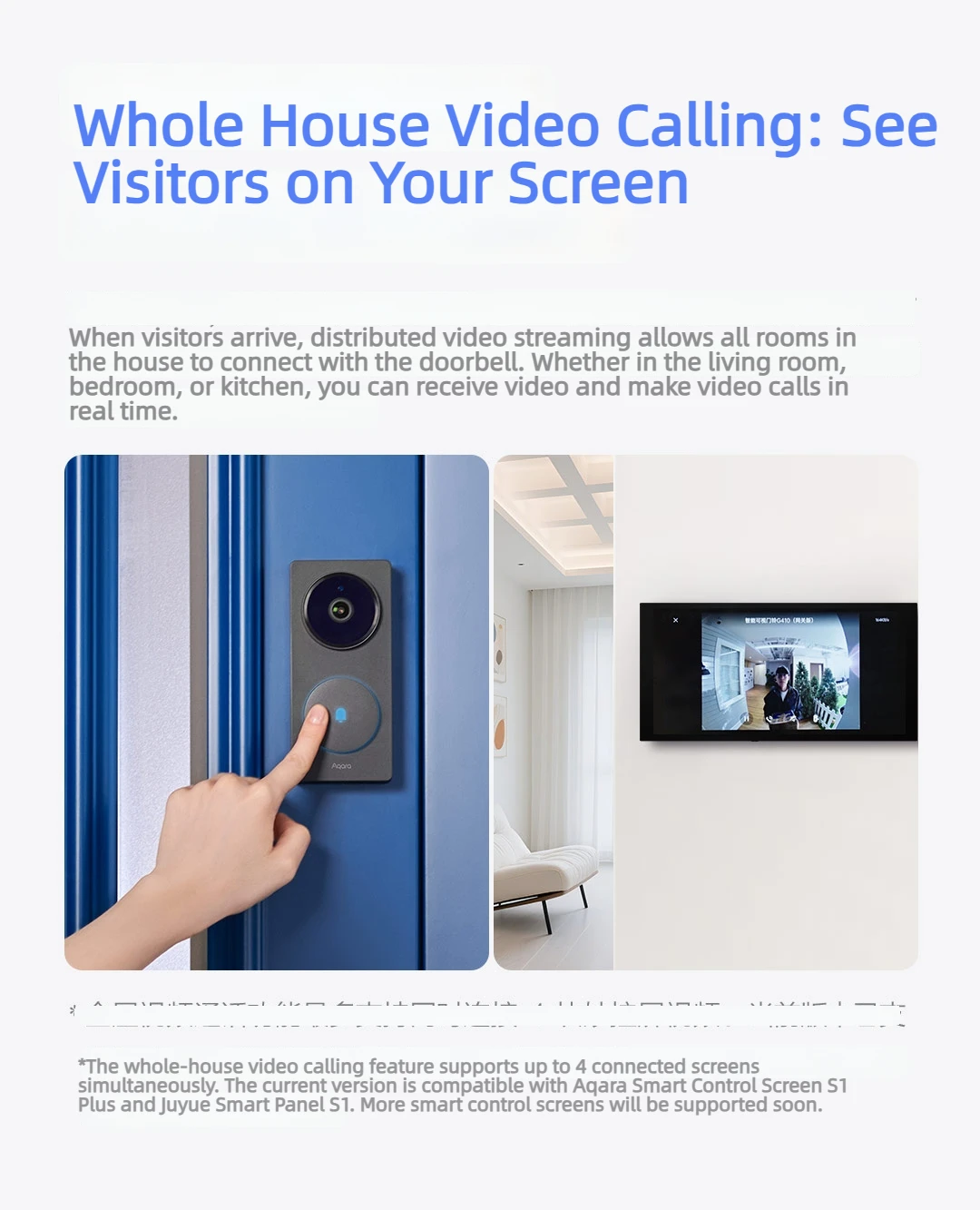 Aqara Smart Video Doorbell  G410 Smart Hub Gateway 2K WiFi 2.4GHz/5GHz Zigbee/Thread AI Face Recognition For Apple HomeKit APP