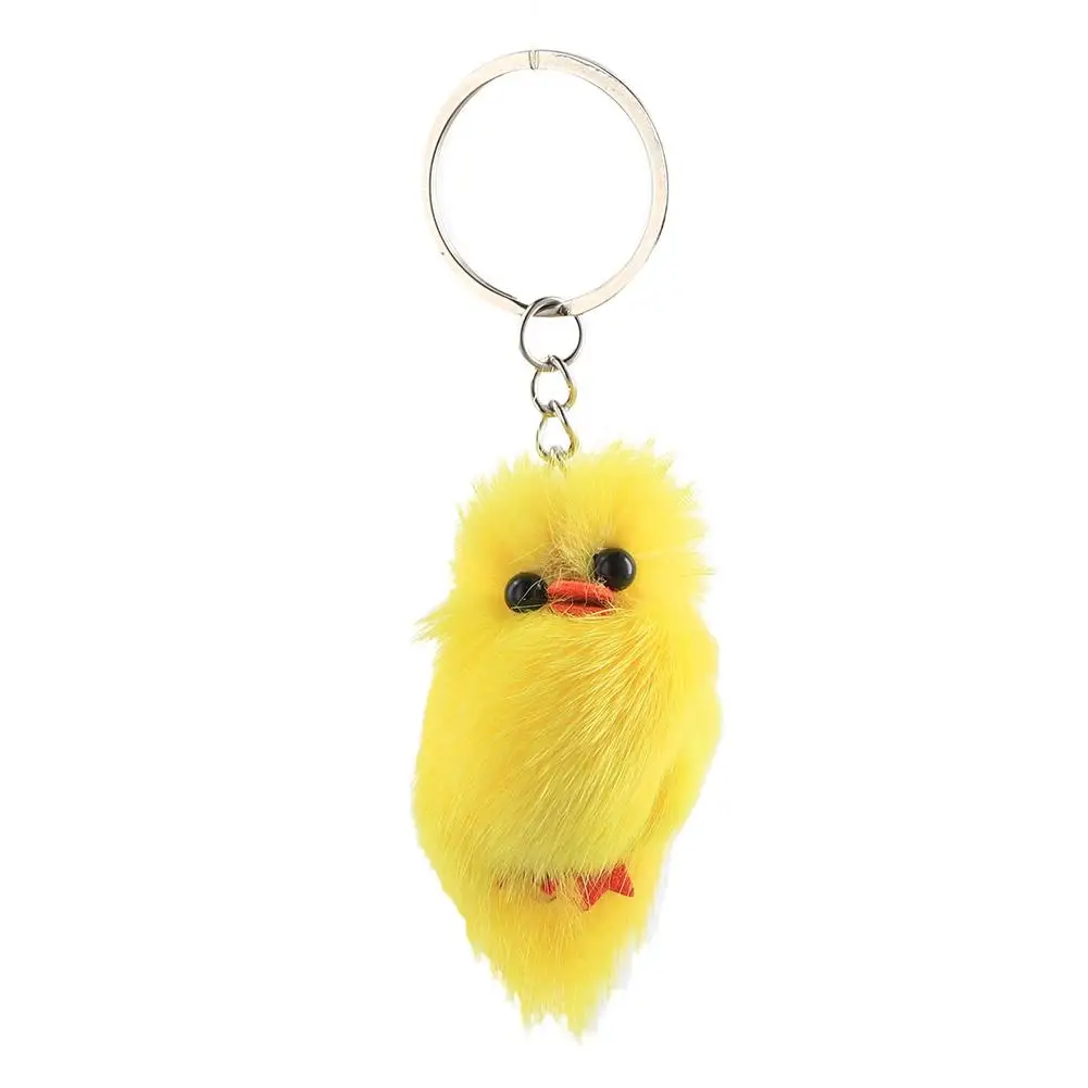 Creative and Cute Chicken Plush Car Keychain Pendant Women's Bag Pendant Cute Duck Doll Key Ring Chain Pompom Keyring Car Holder