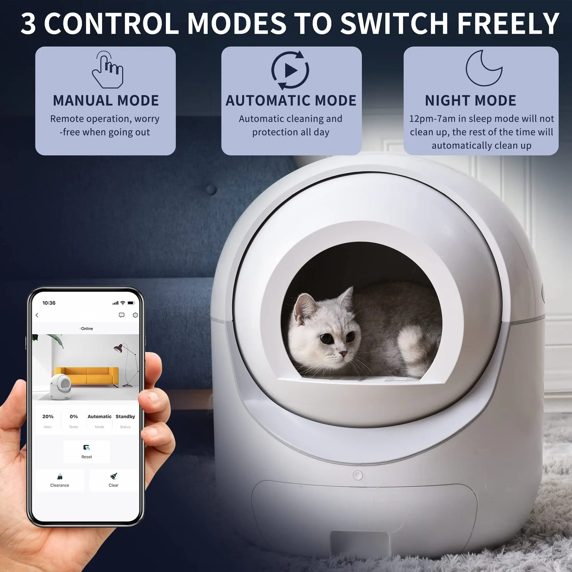 Electric Hidden Closed Self Cleaning Cat Toilet Automatic Smart Cat Litter Box With App Control Arenero Para Gatos Pet