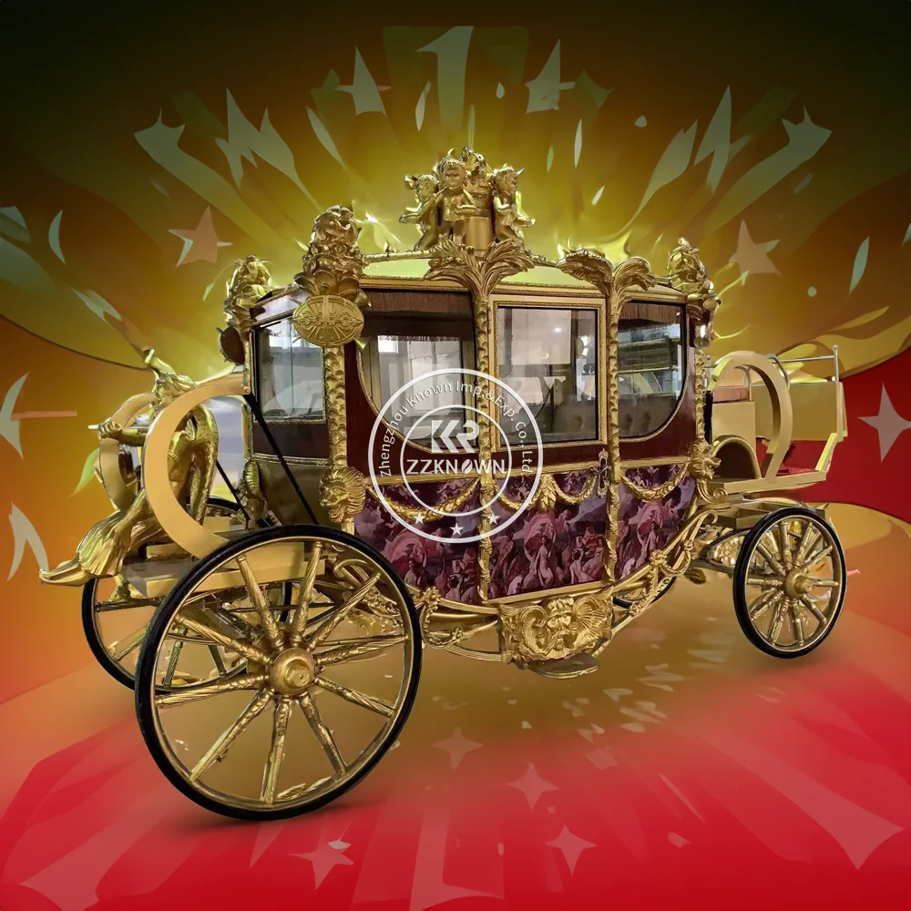 Hot Selling Pink Luxury Marathon Carriage Royal Electric Car New Wedding Carriage Trailer Carriage