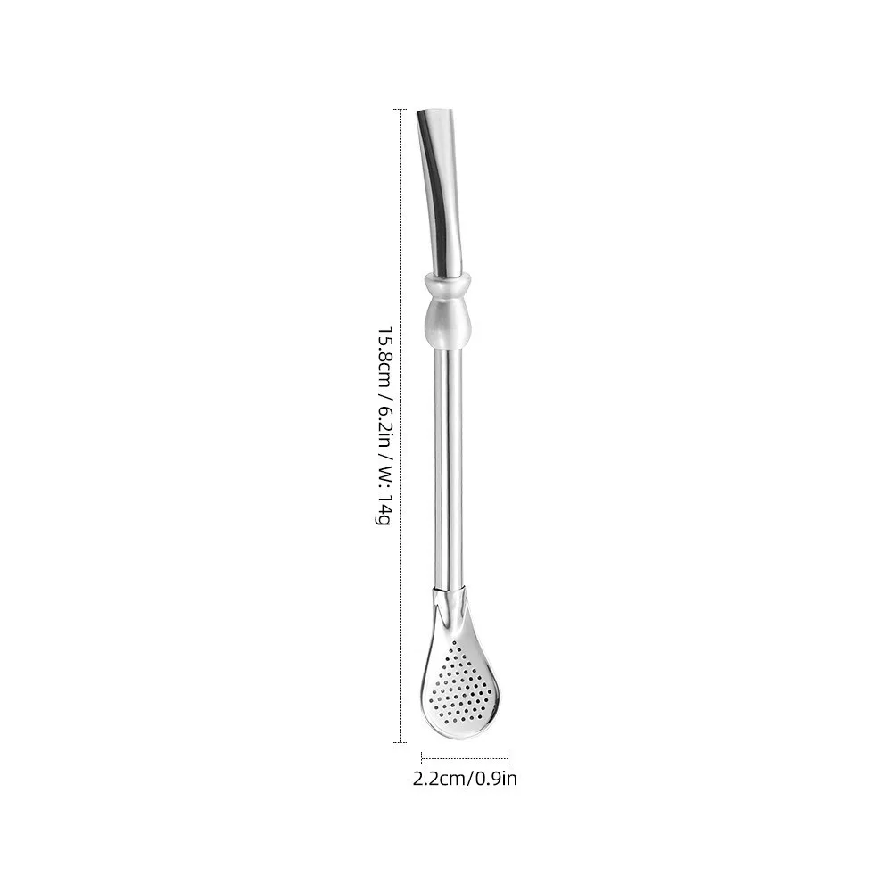 Drinking Accessory Stainless Steel 304 Reusable Straw Spoon Colored Bead 16cm Length Tea Filter Washable Yerba Mate Bombilla