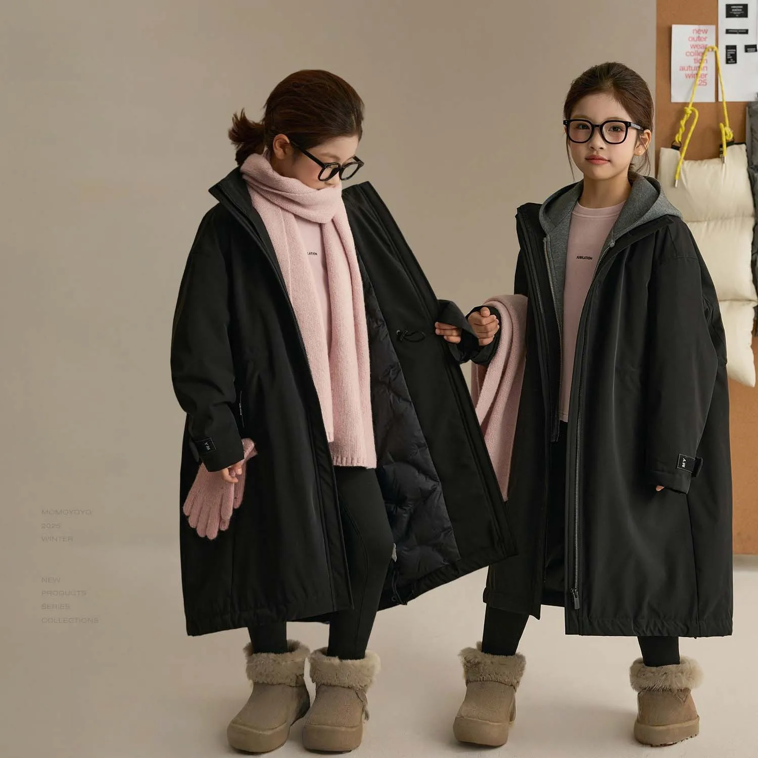 Winter 4-14Y Kids Girls Over-knee Parkas Padded Thicken Warm Children Girl Long Jacket Vlevet Windproof Waterproof Coat For Girl