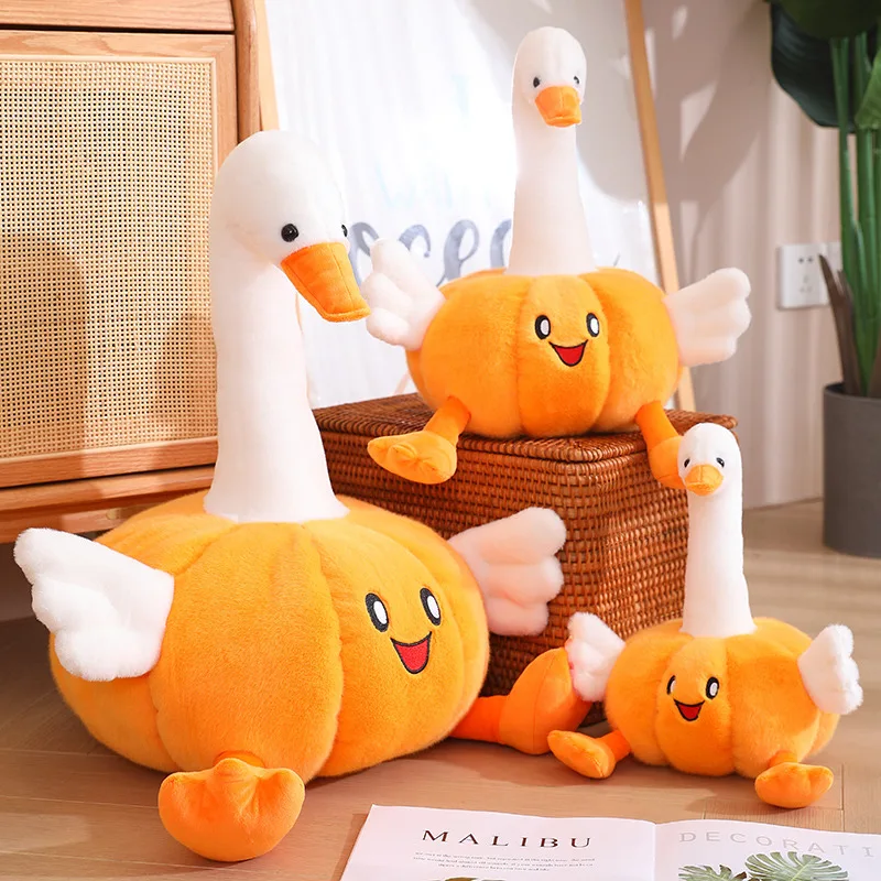 

30/45/60cm Cartoon Pumpkin Goose Plush Throw Pillow Toy Cute Stuffed Animals Goose Plushies Cushion Doll Anime Soft Kids Toys