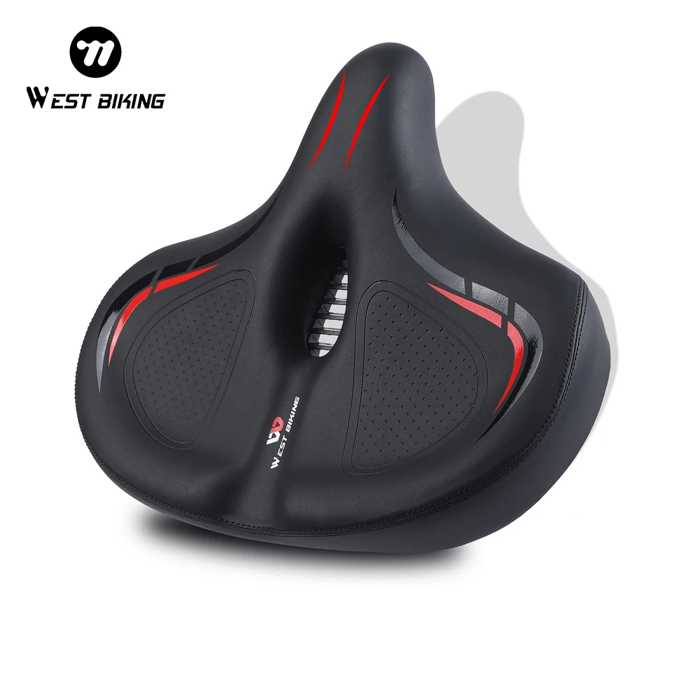AliExpress West Biking WEST BIKING Widen&Thicken Bicycle Saddle Soft Shock Absorption Oversize Bike Cushion Hollow Breathable MTB Road Cycling Seat