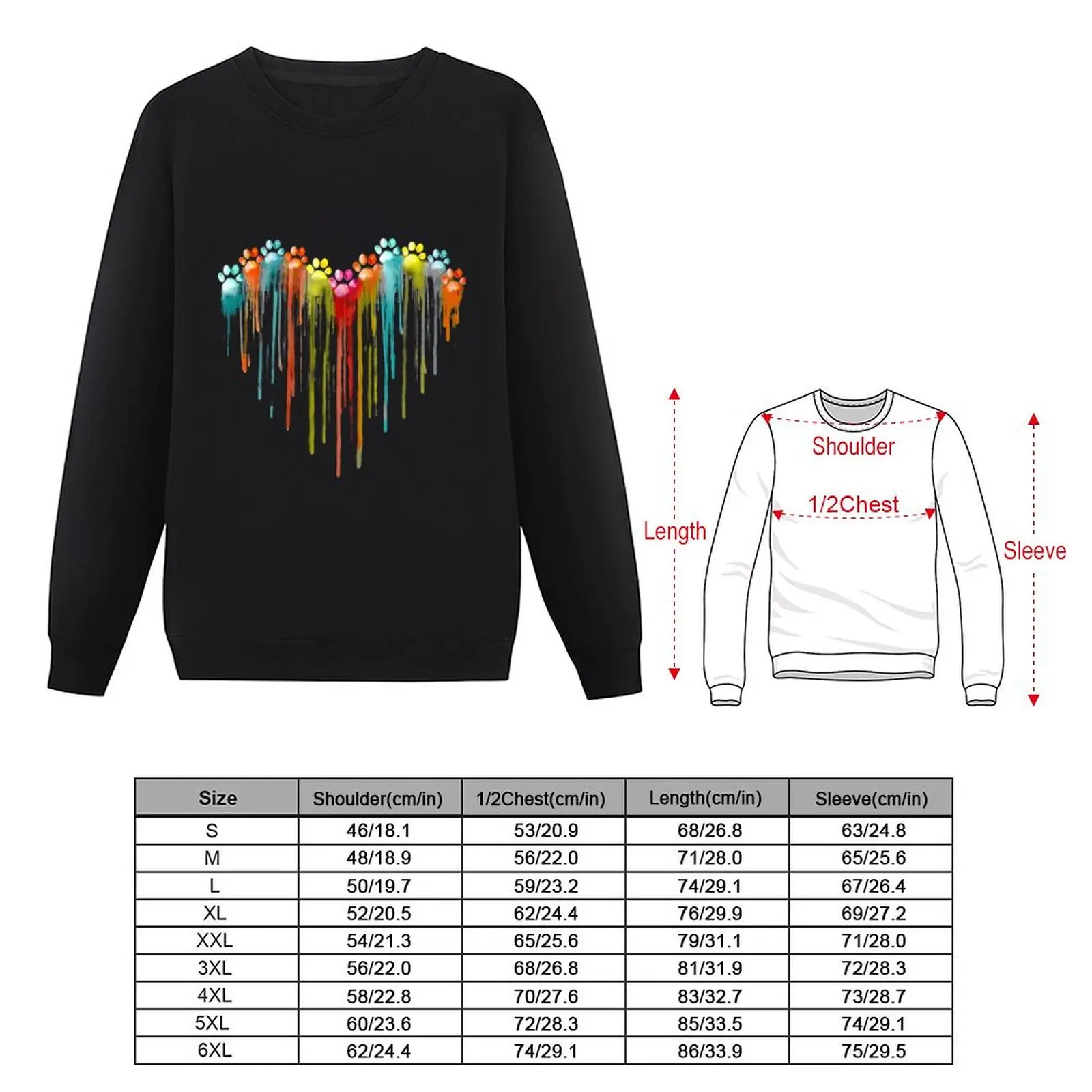 Dog Paws Heart Watercolor Painting Heart Dog Paw Rainbow Sweatshirt fashion men sweatshirt male