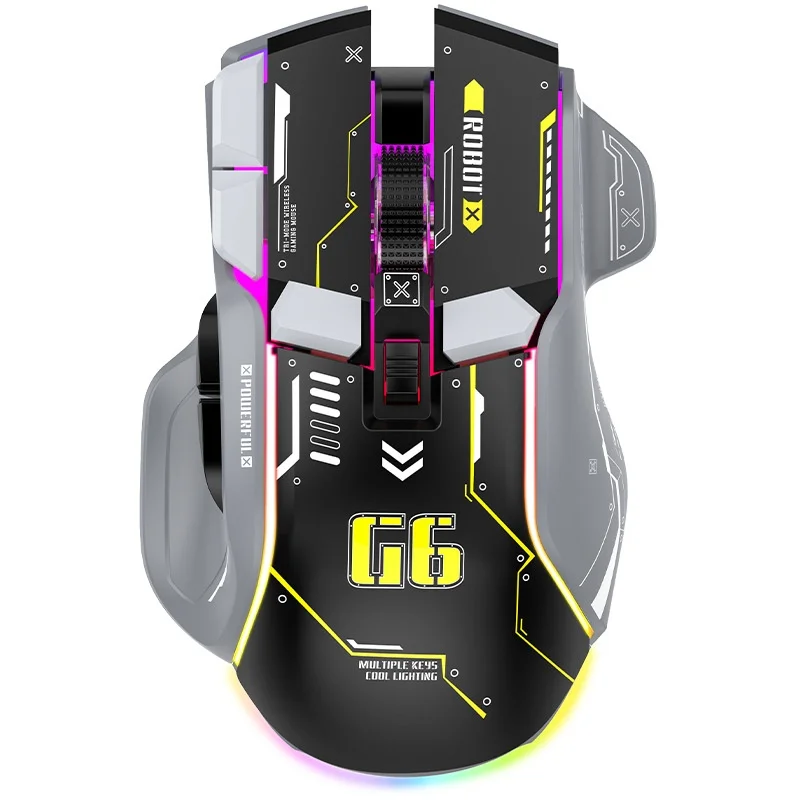 Xunsvfox G6 Mechanical Mouse Wireless Bluetooth Three-Mode Soft Voice Gaming Mouse Dpi Multi-Gear Adjustable Desktop Notebook